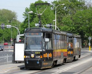 Skład 2313+2332 na linii 17, al. J. Kochanowskiego, 2009.04.27