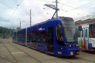 PESA #3201 w trakcie szkolenia motorniczych na zajezdni Gaj, 21.07.2015 r.