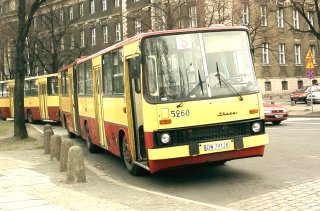 Ikarus #5260 jako przejazd specjalny (przewóz kibiców), ul. Sucha