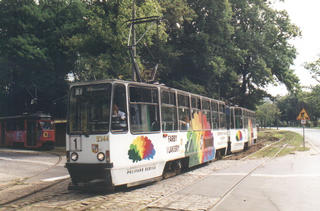 Skład 2344+2343 jako linia 1, ul. Wróblewskiego